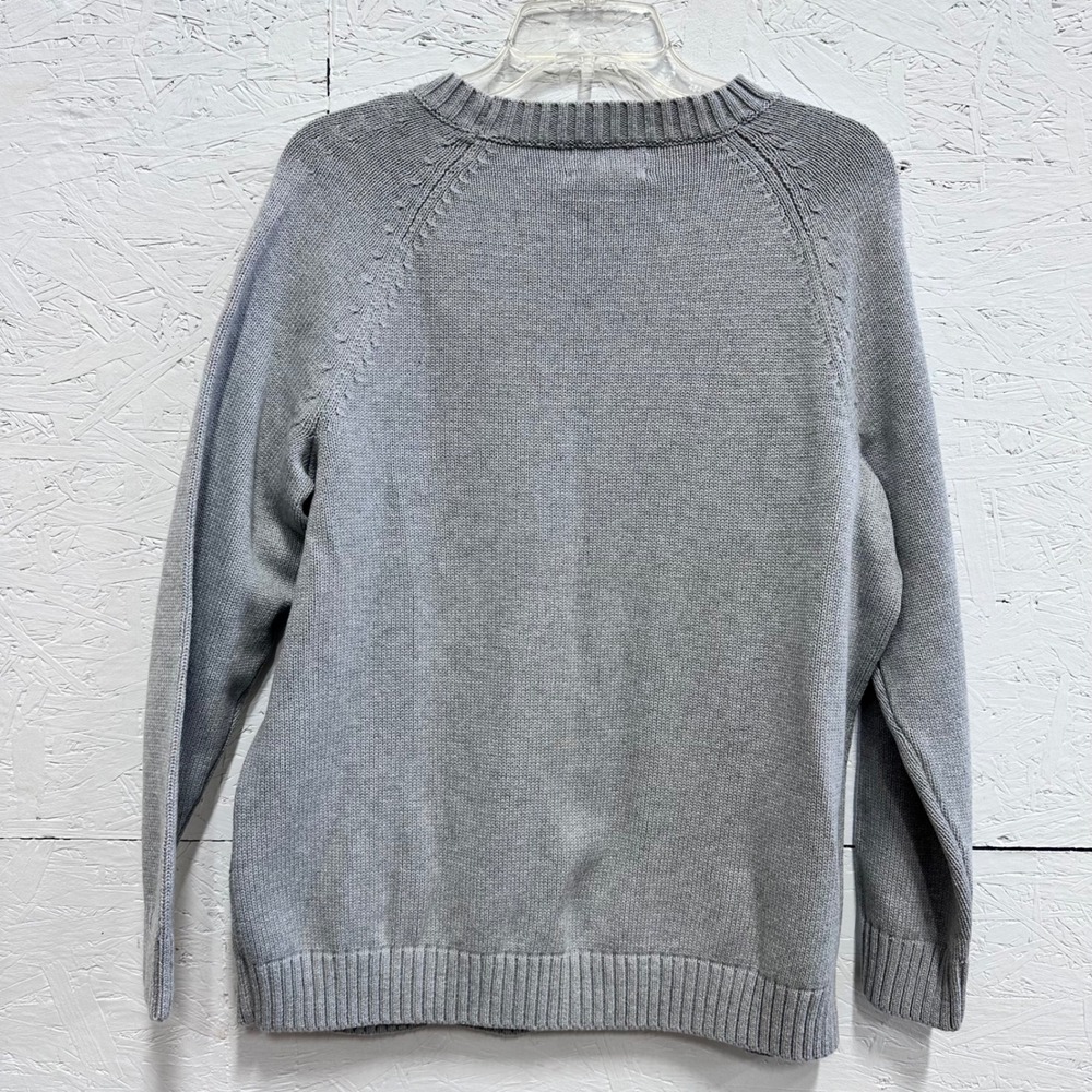 Lands End 1X Drifter Sweater Grey Cable Knit Preppy Classic - Picture 3 of 8